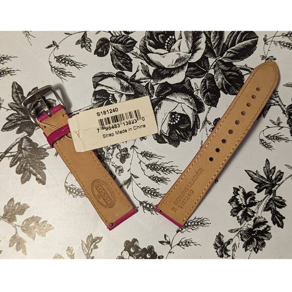 NWT Fossil Brand Matte Fuchsia Pink Genuine Leather Reg Length 18mm Watch Strap main image 4